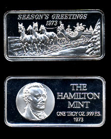 HAM-5 Season's Greetings 1973 Silver Art bar