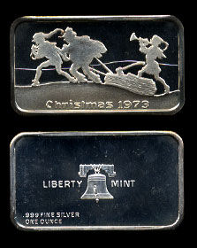 LBTY-7  Christmas 1973 Silver Bar