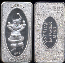PAT-3 Merry Christmas 1973 Silver Art Bar