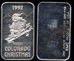RMC-2 Merry Colorado Christmas Silver Art Bar