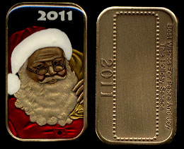 2011 Silvertowne Enameled Bronze Santa ingot