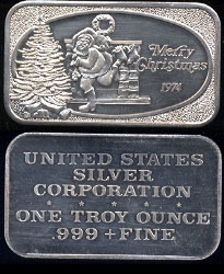 USSC-225 Merry Christmas 1974 Silver Art Bar