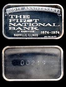COL-21 Serial#219 The First National Bank of Nashville, Illinois Silver Bar