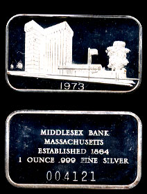 MAD-36 Middlesex Bank Massachusetts Silver Bar