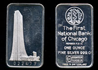 SWISS-21V First National Bank of Chicago silver bar