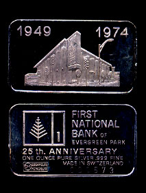 SWISS-7 First National Bank of Evergreen Park Silver Bar