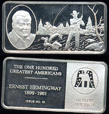 FM-HEMINGWAY Ernest Hemingway Silver Artbar