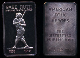MEM-25V  Babe Ruth (Frosted Reverse) Silver Artbar