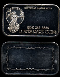 CM-90  Lowe's Rare Coins (Surface Impaired) Silver Artbar