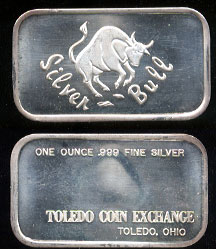 ST-53 Silver Bull Toledo Coin Exchange Silver Artbar