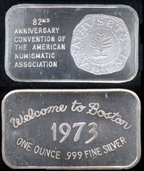 CGSF-5V 82nd ANA Convention Boston 1973  Silver Artbar