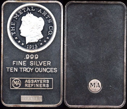 The Metal Arts Co. Morgan Dollar Design 10 Ozt. .999 Fine Silver Serial #6426