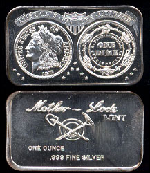 MLM-21 1879 Dime Pattern Coinage Silver Artbar