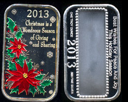2013 Christmas is a Wondrous Season of Giving and Sharing Silver Art Bar