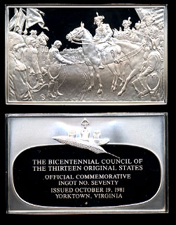 1981 Official Bicentennial Ingot Ingot #70 Silver Art bar