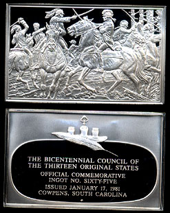 1981 Official Bicentennial Ingot  #65 Silver Art Bar