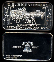 LBTY-3 U.S. Bicentennial 1776-1976 Silver Artbar