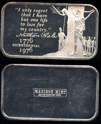MAD- 131 (1975) "I only regret that I have but one life to lose for my country" Nathan Hale Silver Art Bar