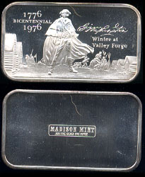 MAD- 133 (1975) Winter at Valley Forge George Washington Silver Art Bar