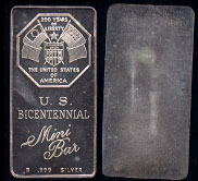 MINI-8 1/3 oz U.S. Bicentennial Mini Bar Silver Art Bar