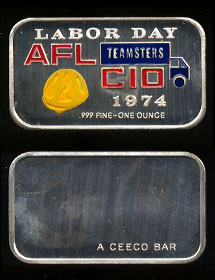 CEM-18EN Labor Day 1974 AFL CIO Teamsters Silver Artbar