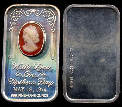 CEM-22 Mother's Day Inset with Cameo Facing Left Silver Artbar