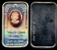 CEM-22 Mother's Day Inset with Cameo Facing Right Silver Artbar