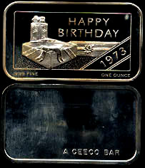 CEM-50 Happy Birthday 1973 Silver Artbar