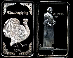 CM-3 (1973) Thanksgiving Mintage: 500 - SN: 7 Silver Artbar