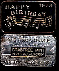 CT-1 Happy Birthday 1973 Silver Artbar