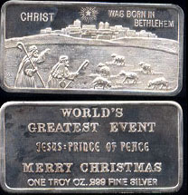 HE-6 (1983) Christ - Was Born in Bethlehem World's Greatest Event Silver Artbar