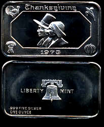 LBTY-4 Thanksgiving 1974 Silver Artbar