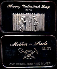 MLM-19 Happy Valentine's Day 1974 Silver Artbar