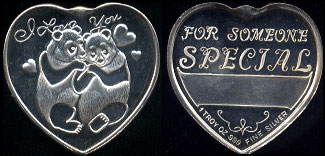 I Love You Panda Love For Someone Special Blank Engraving Shield Silver Heart