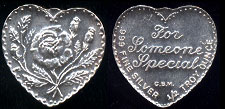 RoseHeart-7 "For Someone Special" 1/2 oz Rose with other Roses Silver Heart
