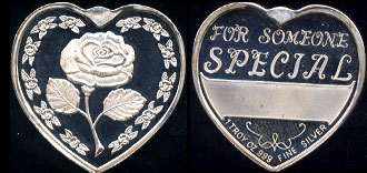 RoseHeart-8 "For Someone Special" Blank Engraving Shield Silver Heart