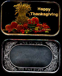 ST-299EN (2006) Happy thanksgiving Enameled Silver Artbar