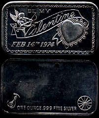 ST-3 Be My Valentine Feb 14th 1974  Silver Artbar