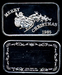 TEN-10 1985 Merry Christmas Silver Art Bar