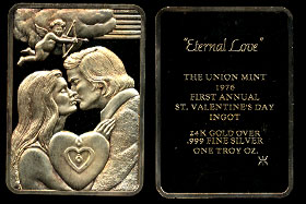 UN-1G (1976) 1976 Valentines Day Ingot "Eternal Love" Silver Artbar
