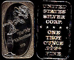 USSC-227 Be My Valentine 1975 Mintage - 1000 Silver Artbar