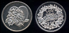 VALENTINE Love Today Always Tomorrow Heart and Flowers 1/4 oz Silver Round