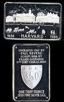 Harvard University 350th Anniversary Silver Artbar