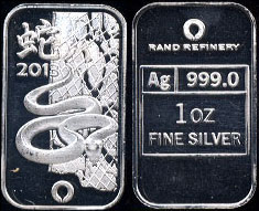 2013 Rand Year of the Snake Silver Artbar