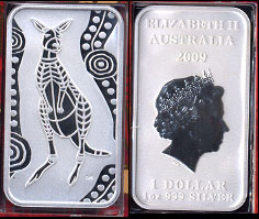 Elizabeth II Australian 1 Dollar 1 Troy oz of .999 Fine Silver Kangaroo 2009