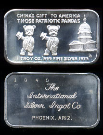 ISIC-8 (1975) China's Gift to America Silver Bar