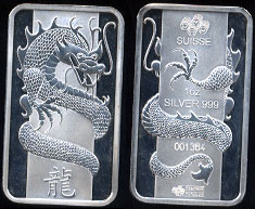 Suisse Dragon 1 oz .999 Fine Silver Artbar