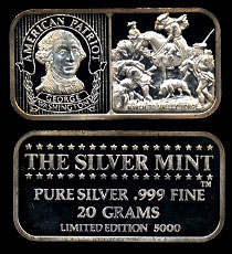 TSM-55 George Washington 20 Gram Silver Art bar