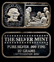 TSM-56 Thomas Jefferson 20 Gram Silver Art bar