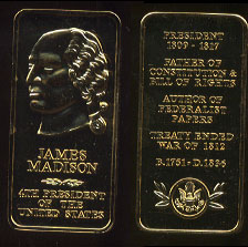 James Madison Gold-Plated Sterling  silver  one ounce bar